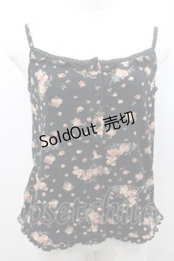 画像1: PINK HOUSE / 花柄前開きキャミソール L ブラック I-26-01-10-037-LO-TO-SA-ZI