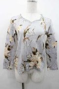 INGEBORG / 鈴蘭ブーケ柄長袖トップス M サックス I-26-01-10-046-LO-TO-SA-ZI