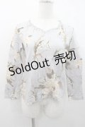 INGEBORG / 鈴蘭ブーケ柄長袖トップス M サックス I-26-01-10-046-LO-TO-SA-ZI