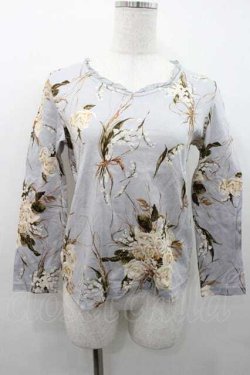 画像1: INGEBORG / 鈴蘭ブーケ柄長袖トップス M サックス I-26-01-10-046-LO-TO-SA-ZI
