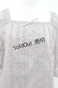 画像4: INGEBORG / 縦フリルスクウェアネック五分袖ブラウス M グレージュ I-26-01-10-048-LO-BL-SA-ZI