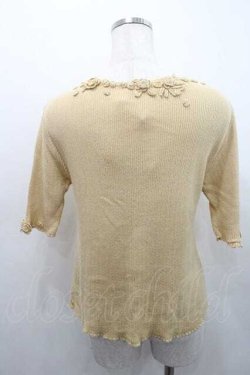 画像2: INGEBORG / モチーフ付き五分袖ニットトップス M イエロー I-26-01-10-051-LO-TO-SA-ZI
