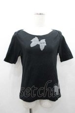 画像1: PINK HOUSE / リボンプリントTシャツ  黒Ｘグレー I-26-01-10-053-LO-TO-SA-ZI (1)