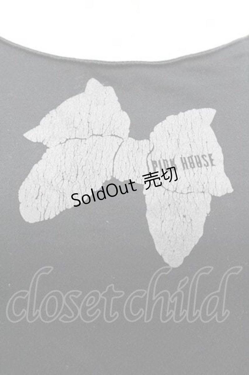 画像3: PINK HOUSE / リボンプリントTシャツ  黒Ｘグレー I-26-01-10-053-LO-TO-SA-ZI (3)