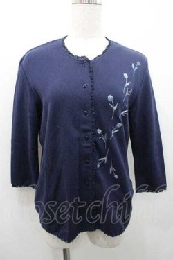 画像1: PINK HOUSE / チューリップ刺繍カットソーカーディガン L ネイビー I-26-01-10-056-LO-TO-SA-ZI