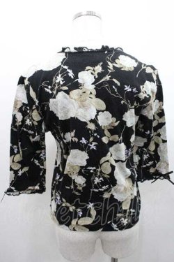 画像2: INGEBORG / 花柄五分袖トップス Ｍ ブラック I-26-01-10-059-LO-TO-SA-ZI