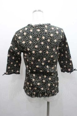 画像2: PINK HOUSE / 薔薇柄Vネック五分袖カットソーカーディガン L ブラック I-26-01-10-060-LO-TO-SA-ZI