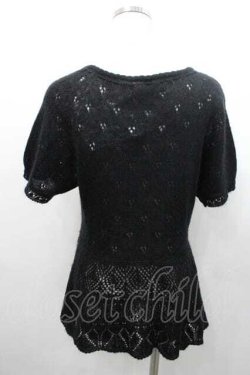 画像2: PINK HOUSE / 半袖ニットカーディガン  ブラック I-26-01-10-062-LO-TO-SA-ZI