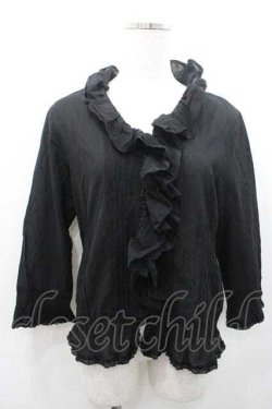 画像1: INGEBORG / フリルシアーブラウス M ブラック I-26-01-10-065-LO-BL-SA-ZI