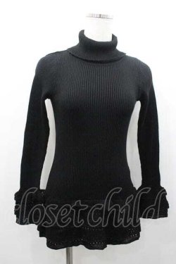画像1: PINK HOUSE / ハイネックニットトップス M 黒 I-26-01-10-066-LO-TO-SA-ZI