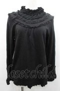 PINK HOUSE / ハイネックフリル長袖カットソー  黒 I-26-01-10-067-LO-TO-SA-ZI