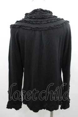 画像2: PINK HOUSE / ハイネックフリル長袖カットソー  黒 I-26-01-10-067-LO-TO-SA-ZI