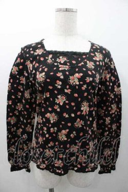 画像1: PINK HOUSE / 苺総柄カットソー  黒Ｘ赤 I-26-01-10-069-LO-TO-SA-ZI