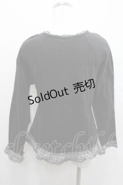 画像2: PINK HOUSE / ラグランスリーブフリルカットソー  黒Ｘチェック I-26-01-10-072-LO-TO-SA-ZI