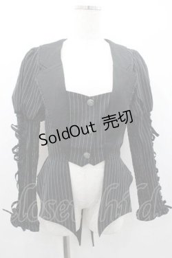 画像1: Chalmiere / ストライプレースアップジャケット M ブラック I-26-01-10-073-0-JA-SA-ZI