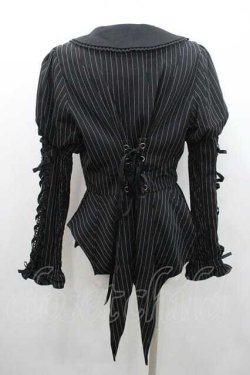 画像2: Chalmiere / ストライプレースアップジャケット M ブラック I-26-01-10-073-0-JA-SA-ZI