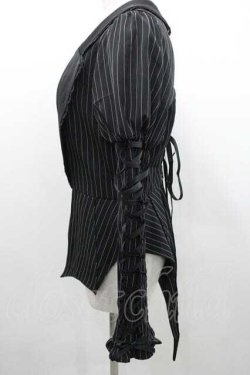 画像6: Chalmiere / ストライプレースアップジャケット M ブラック I-26-01-10-073-0-JA-SA-ZI