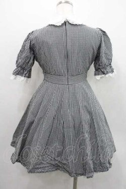 画像2: evelyn / コットンレース丸襟ギンガムワンピース  黒Ｘ白チェック I-26-01-10-082-LO-OP-SA-ZI