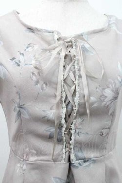 画像3: evelyn / フラワープリント編み上げリボンノースリーブワンピース  ピンクベージュ I-26-01-10-083-LO-OP-SA-ZI