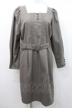 画像1: Fi.n.t / スクエアチェックタイトワンピース  ベージュＸブラウン I-26-01-10-088-CA-OP-SA-ZI