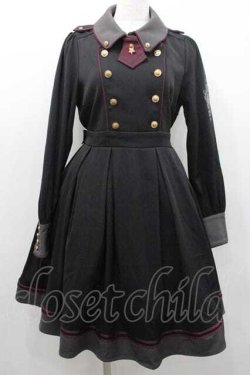 画像1: Amavel / Histoire Epeistミリタリーワンピース  黒Ｘボルドー I-26-01-10-091-CA-OP-SA-ZI