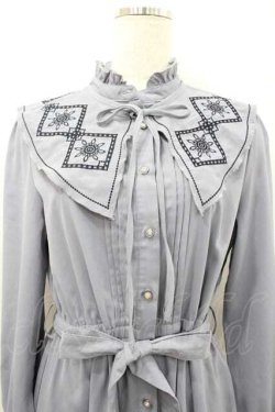 画像3: axes femme / 刺繍襟ワンピース  サックス I-26-01-10-092-AX-OP-SA-ZI