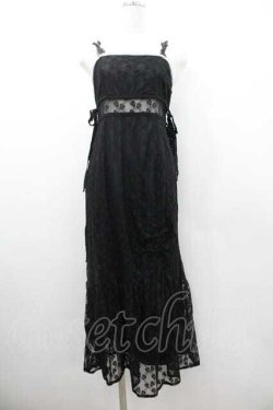 画像1: Me roir / レースロングキャミワンピース  黒ｘシルバー I-26-01-10-097-0-OP-SA-ZI