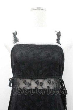 画像2: Me roir / レースロングキャミワンピース  黒ｘシルバー I-26-01-10-097-0-OP-SA-ZI