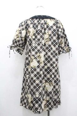 画像2: PINK HOUSE / チェック薔薇柄スクウェアネックチュニックワンピース  ブラウン I-26-01-10-099-LO-OP-SA-ZI