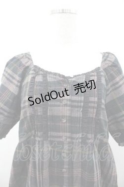 画像3: PINK HOUSE / チェック半袖チュニックブラウス  黒Ｘ茶 I-26-01-10-100-LO-BL-SA-ZI