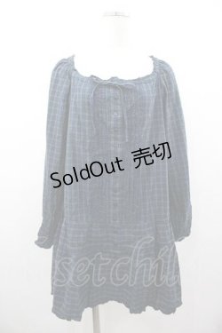 画像1: PINK HOUSE / ピコフリル使いチェックシャツワンピース  グリーンＸネイビー I-26-01-10-101-LO-OP-SA-ZI