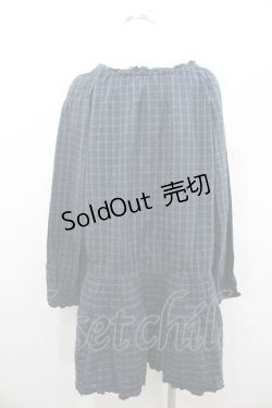 画像2: PINK HOUSE / ピコフリル使いチェックシャツワンピース  グリーンＸネイビー I-26-01-10-101-LO-OP-SA-ZI