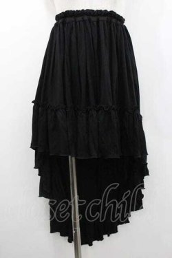 画像1: MARBLE / 前短・後長ロングスカート  ブラック I-26-01-10-110-GO-SK-SA-ZI