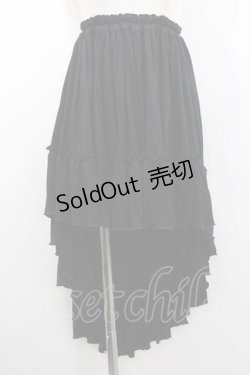 画像1: MARBLE / 前短・後長ロングスカート  ブラック I-26-01-10-110-GO-SK-SA-ZI