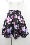 TRAVAS TOKYO / BEARリボンプリントスカート  黒Ｘパープル I-26-01-10-111-PU-SK-SA-ZI