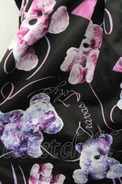 画像3: TRAVAS TOKYO / BEARリボンプリントスカート  黒Ｘパープル I-26-01-10-111-PU-SK-SA-ZI