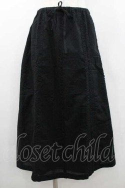 画像1: PINK HOUSE / 縦フリル&ピンタックローンスカート  ブラック I-26-01-10-114-LO-SK-SA-ZI