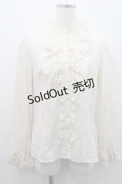 画像1: axes femme / スタンドカラーバラレース長袖ブラウス M キナリ I-26-01-10-010-AX-BL-SA-ZI