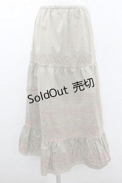 画像1: INGEBORG / レースボーダースカート M ベージュ I-26-01-10-118-LO-SK-SA-ZI