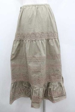 画像2: INGEBORG / レースボーダースカート M ベージュ I-26-01-10-118-LO-SK-SA-ZI