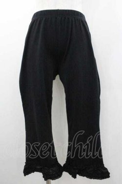 画像1: PINK HOUSE / 裾フリル七分丈レギンス  黒 I-26-01-10-125-LO-PA-SA-ZI