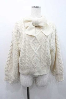 画像1: F&A / ボウタイ付きケーブルニットプルオーバー  アイボリー I-26-01-10-011-LO-TO-SA-ZI