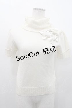 画像1: JESUS DIAMANTE / パールリボンハイネックニットトップス  生成り I-26-01-10-016-JE-TO-SA-ZI