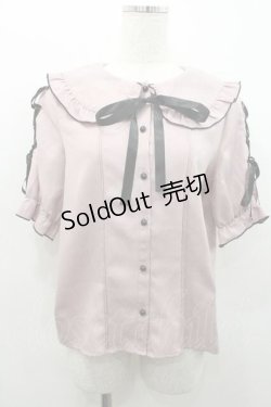 画像1: MA*RS / 袖スピンドル丸襟ブラウス  ピンクＸ黒 I-26-01-10-003-EL-BL-SA-ZI