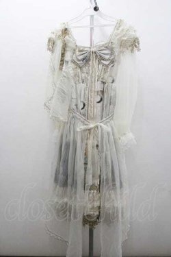 画像2: Bramblerose / ウィンドウ柄カーテン風チュール重ねワンピース S アイボリー I-26-01-13-046-0-OP-SA-ZI