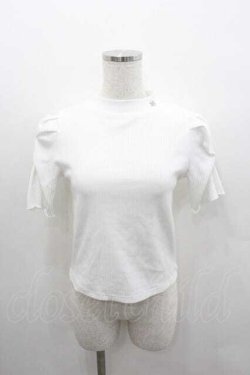 画像1: evelyn / ハイネックストライプ風半袖ニットトップス  白 I-26-01-13-006-LO-TO-SA-ZI