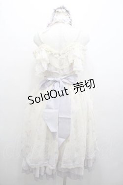 画像4: Bramblerose / リボンフラワーレースボリュームジャンパースカートセット  白ＸサックスＸラベンダー I-26-01-13-055-0-OP-SA-ZI