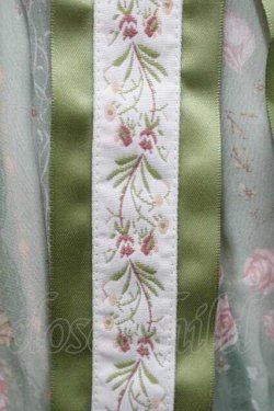 画像7: Miss Point / 薔薇プリントチュール重ね半袖ワンピース S グリーンＸアイボリー I-26-01-13-056-0-OP-SA-ZI