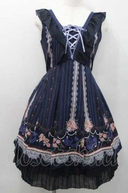 画像1: axes femme / ストライプパリメルヘン柄ワンピース  ネイビー I-26-01-13-058-AX-OP-SA-ZI