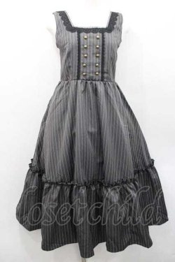 画像1: m petit by misako / TT*AOKストライプジャンパースカート S 濃灰 I-26-01-13-069-LO-OP-SA-ZI